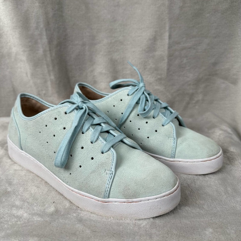 Vionic Shoes Womens 7.5 Mist Blue Green Keke Sneakers Suede Tie Comfort Casual